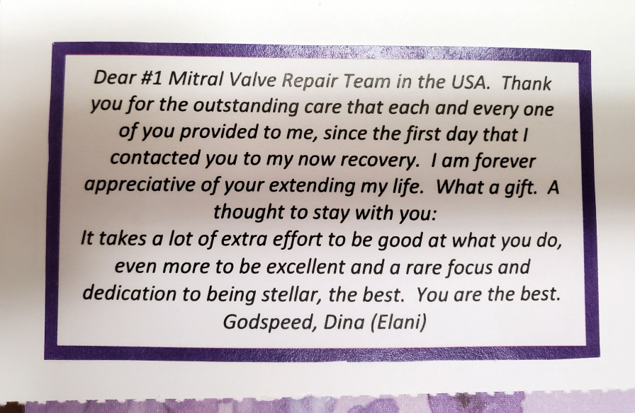 Thank you note from Dina E.
