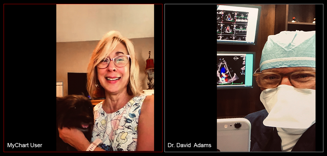 Dr. Adams speaks to Jan during their video visit.