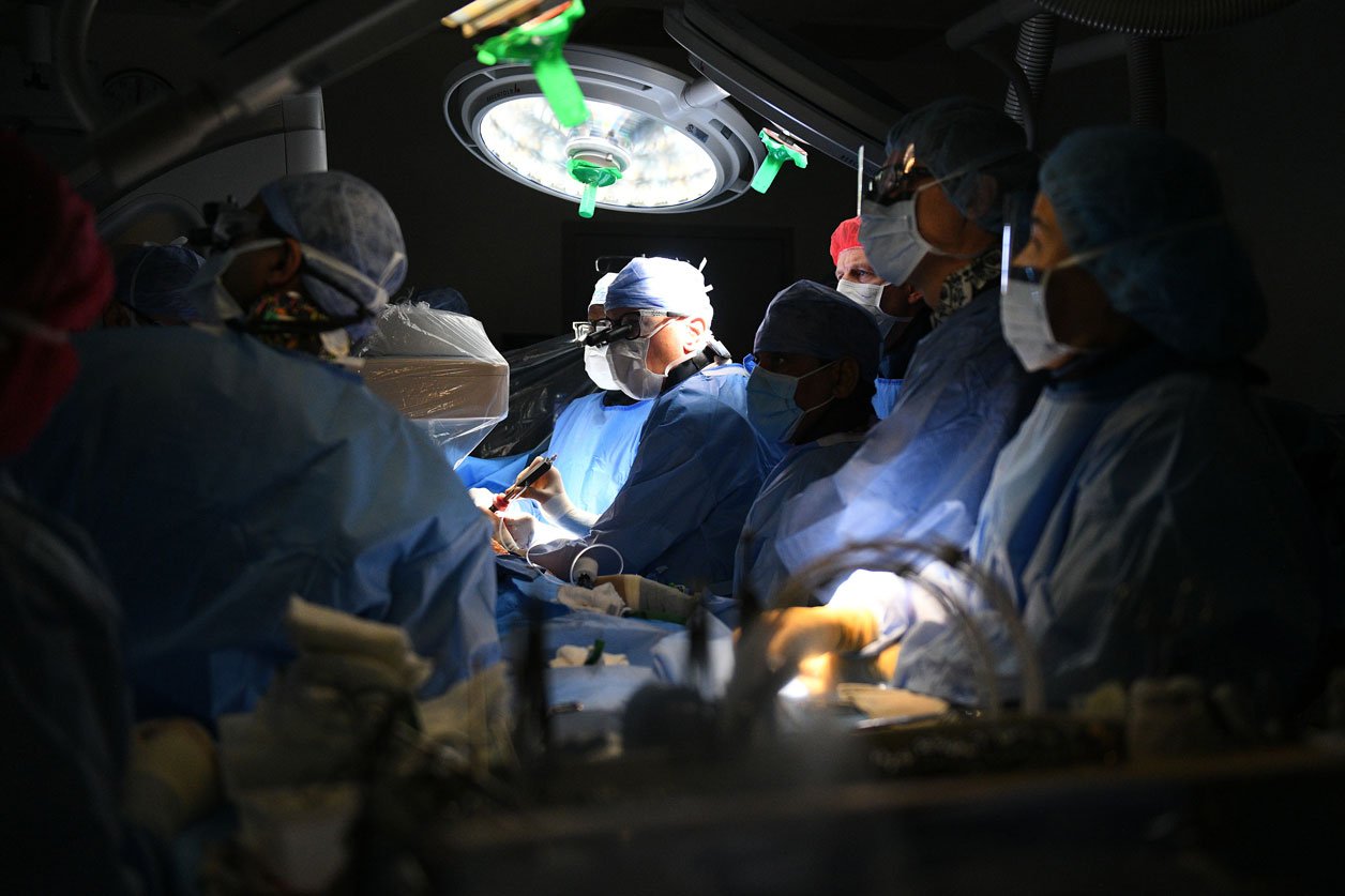 David H. Adams, MD, leading a multidisciplinary team performing transcatheter mitral valve replacement.