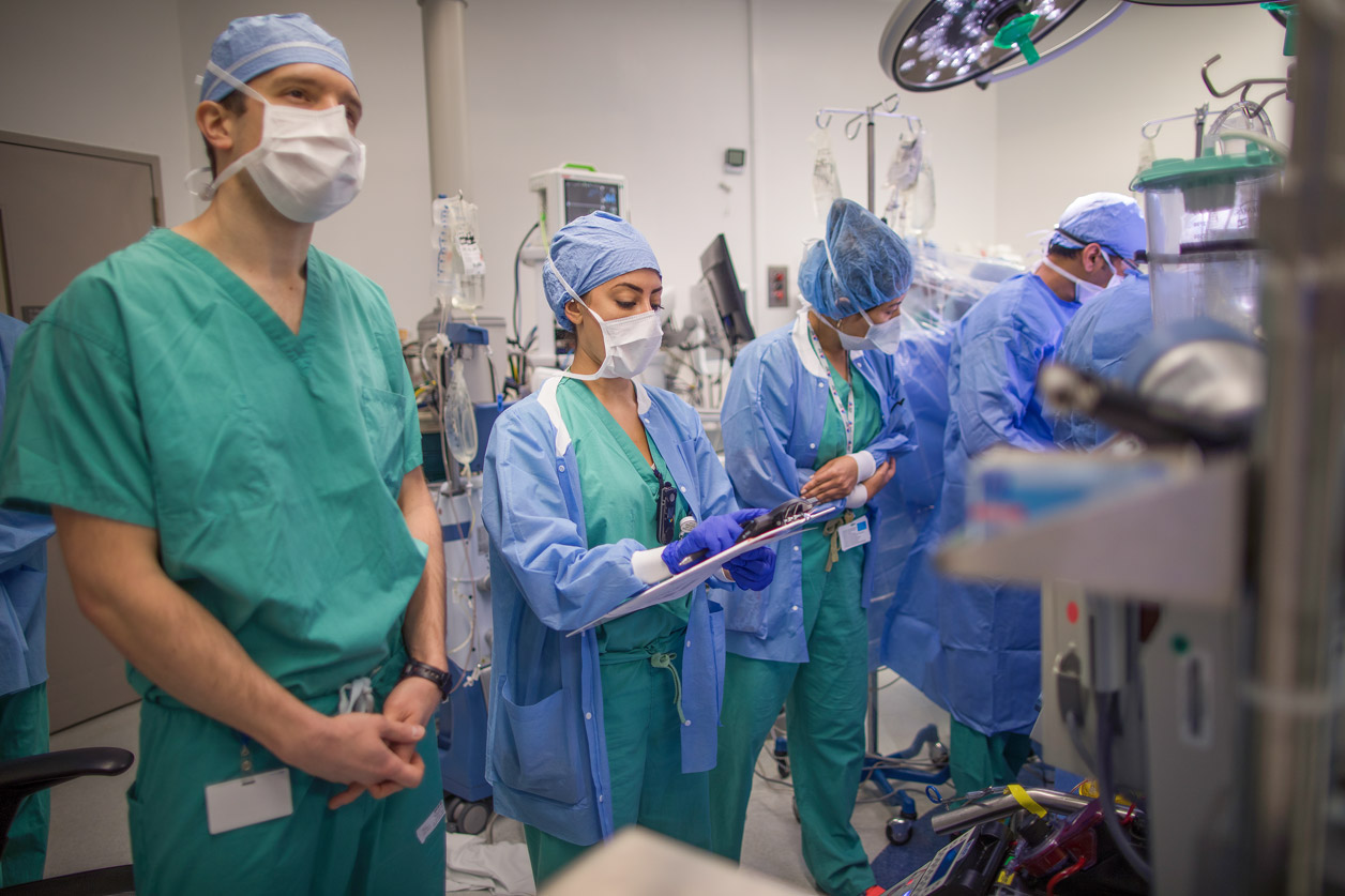 Perfusionists monitor the patient during surgery.