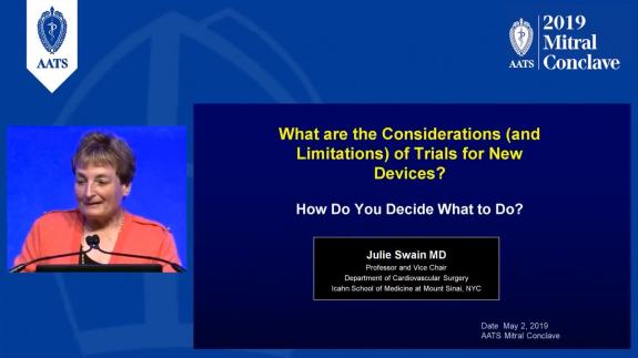 Screen capture of the video Julie Swain: What are the Considerations (and Limitations) of Trials for New Devices?