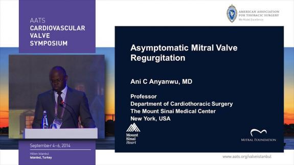 Screen capture of the video 2014 AATS CVS: Asymptomatic Mitral Valve Regurgitation