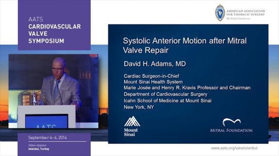 Screen capture of the video 2014 AATS CVS: SAM after Mitral Valve Repair