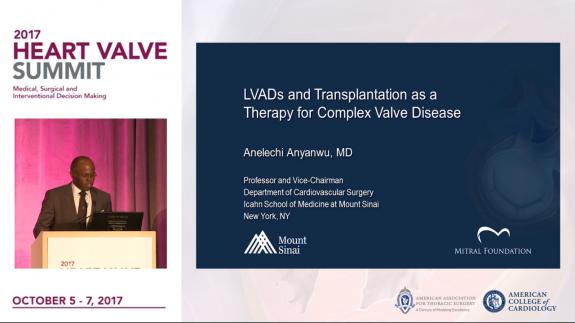 Screen capture of the video 2017 Heart Valve Summit: LVADs and Transplantation as a Therapy for Complex Valve Disease