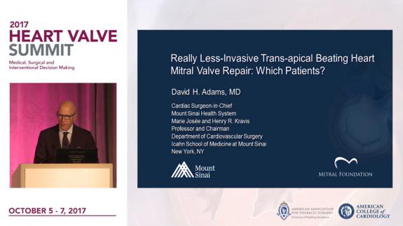 Screen capture of the video 2017 Heart Valve Summit: Less Invasive Trans-apical Beating Heart Mitral Repair