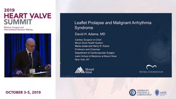 Screen capture of the video 2019 Heart Valve Summit- Leaflet Prolapse and Malignant Arrythmia Syndrome