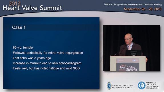 Screen capture of the video 2013 Heart Valve Summit: Real Cases: When to Intervene