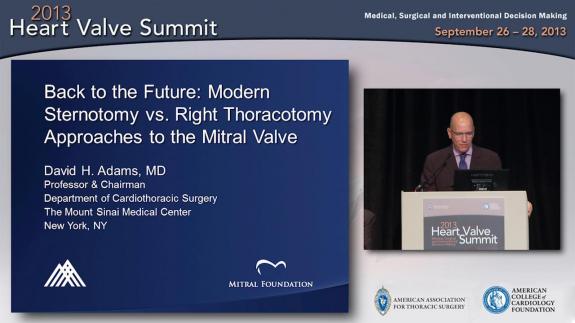 Screen capture of the video 2013 Heart Valve Summit: Back to the Future: Modern Sternotomy vs Right Thoracotomy: Approaches to the Mitral Valve