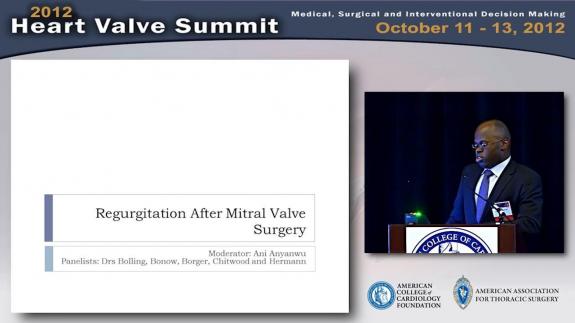 Screen capture of the video 2012 Heart Valve Summit: Regurgitation After Mitral Valve Surgery