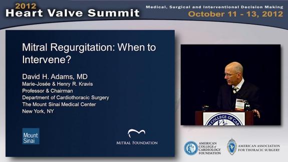 Screen capture of the video 2012 Heart Valve Summit: Mitral Regurgitation - When to Intervene