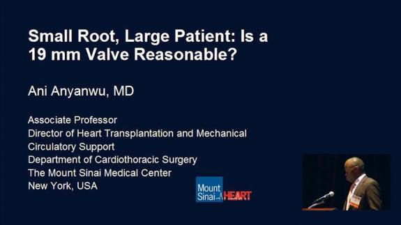 Screen capture of the video 2010 Heart Valve Summit: Small Root, Large Patient: Is a 19 mm Valve Reasonable?