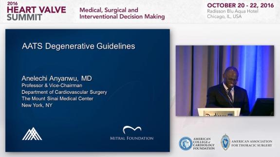 Screen capture of the video 2016 Heart Valve Summit: AATS Degenerative Guidelines