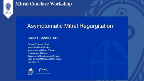 Screen capture of the video David H. Adams: Asymptomatic Mitral Regurgitation
