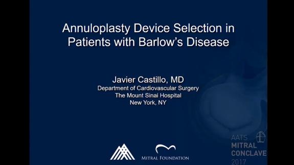 Screen capture of the video Javier Castillo: Annuloplasty Device Selection in Patients with Barlow&#039;s Disease