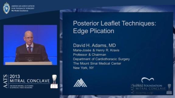 Screen capture of the video David H. Adams: Posterior Leaflet: Edge Plication