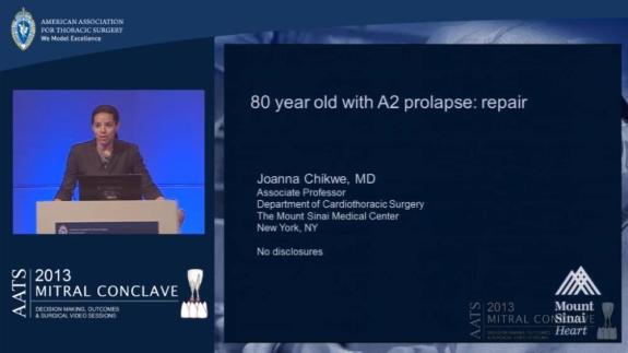 Screen capture of the video Joanna Chikwe: An 80 Year Old with Anterior Leaflet Prolapse: Repair