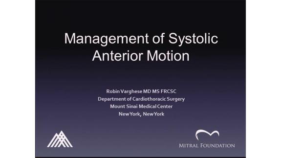Screen capture of the video Robin Varghese: Management of Systolic Anterior Motion